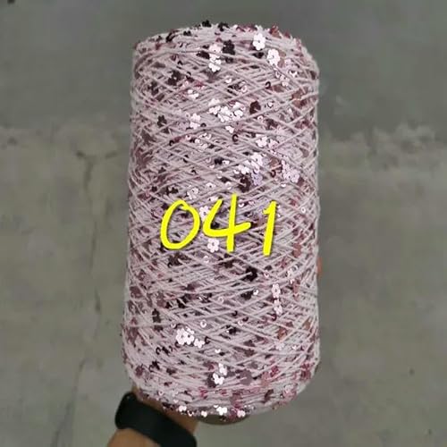 Pailletten-merzerisiertes Garn, Paillettengarn, 20 g, 99% Baumwolle, mehrfarbig, 6 mm – 3 mm, 58 Meter, for Handstricken(20g 041) von KXAOXGRC