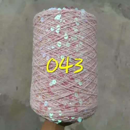 Pailletten-merzerisiertes Garn, Paillettengarn, 20 g, 99% Baumwolle, mehrfarbig, 6 mm – 3 mm, 58 Meter, for Handstricken(20g 043) von KXAOXGRC
