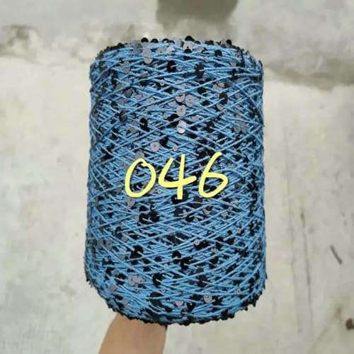 Pailletten-merzerisiertes Garn, Paillettengarn, 20 g, 99% Baumwolle, mehrfarbig, 6 mm – 3 mm, 58 Meter, for Handstricken(20g 046) von KXAOXGRC