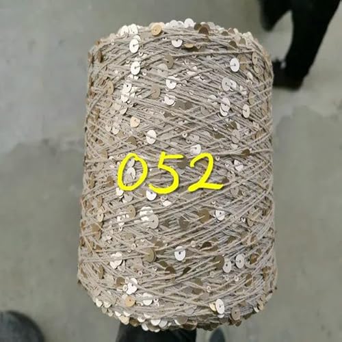 Pailletten-merzerisiertes Garn, Paillettengarn, 20 g, 99% Baumwolle, mehrfarbig, 6 mm – 3 mm, 58 Meter, for Handstricken(20g 052) von KXAOXGRC