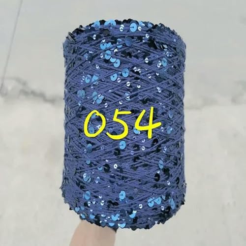Pailletten-merzerisiertes Garn, Paillettengarn, 20 g, 99% Baumwolle, mehrfarbig, 6 mm – 3 mm, 58 Meter, for Handstricken(20g 054) von KXAOXGRC