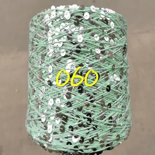 Pailletten-merzerisiertes Garn, Paillettengarn, 20 g, 99% Baumwolle, mehrfarbig, 6 mm – 3 mm, 58 Meter, for Handstricken(20g 060) von KXAOXGRC