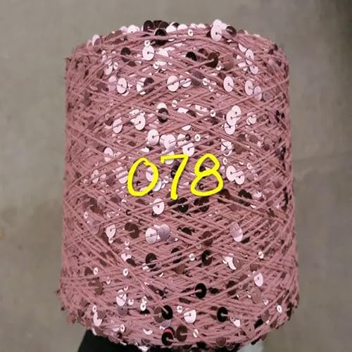Pailletten-merzerisiertes Garn, Paillettengarn, 20 g, 99% Baumwolle, mehrfarbig, 6 mm – 3 mm, 58 Meter, for Handstricken(20g 078) von KXAOXGRC