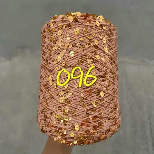 Pailletten-merzerisiertes Garn, Paillettengarn, 20 g, 99% Baumwolle, mehrfarbig, 6 mm – 3 mm, 58 Meter, for Handstricken(20g 096) von KXAOXGRC