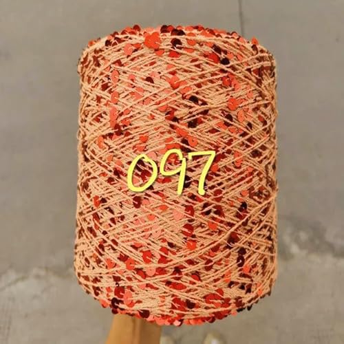 Pailletten-merzerisiertes Garn, Paillettengarn, 20 g, 99% Baumwolle, mehrfarbig, 6 mm – 3 mm, 58 Meter, for Handstricken(20g 097) von KXAOXGRC