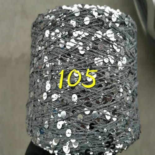 Pailletten-merzerisiertes Garn, Paillettengarn, 20 g, 99% Baumwolle, mehrfarbig, 6 mm – 3 mm, 58 Meter, for Handstricken(20g 105) von KXAOXGRC