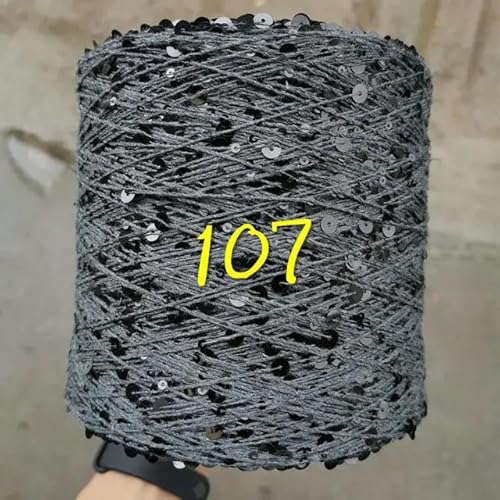 Pailletten-merzerisiertes Garn, Paillettengarn, 20 g, 99% Baumwolle, mehrfarbig, 6 mm – 3 mm, 58 Meter, for Handstricken(20g 107) von KXAOXGRC