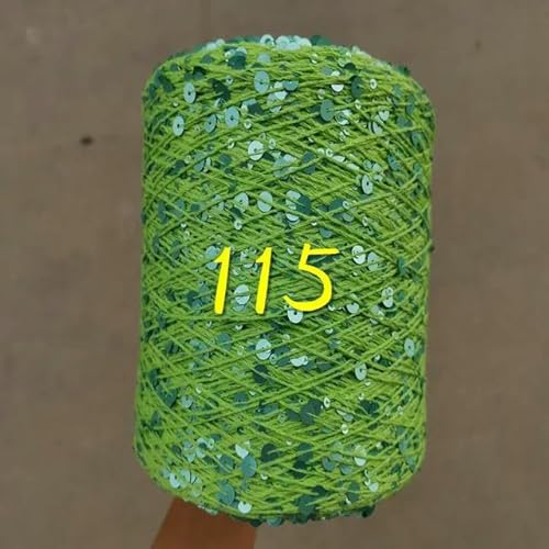 Pailletten-merzerisiertes Garn, Paillettengarn, 20 g, 99% Baumwolle, mehrfarbig, 6 mm – 3 mm, 58 Meter, for Handstricken(20g 115) von KXAOXGRC