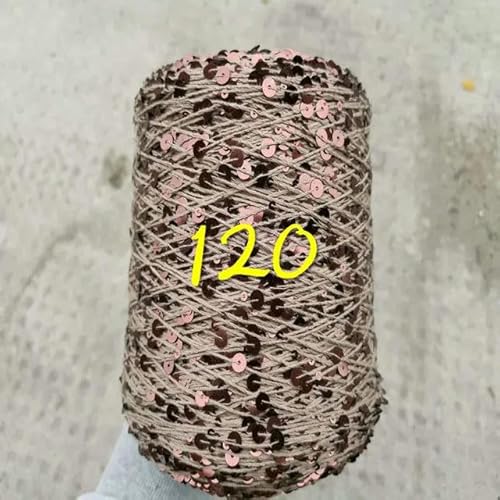 Pailletten-merzerisiertes Garn, Paillettengarn, 20 g, 99% Baumwolle, mehrfarbig, 6 mm – 3 mm, 58 Meter, for Handstricken(20g 120) von KXAOXGRC