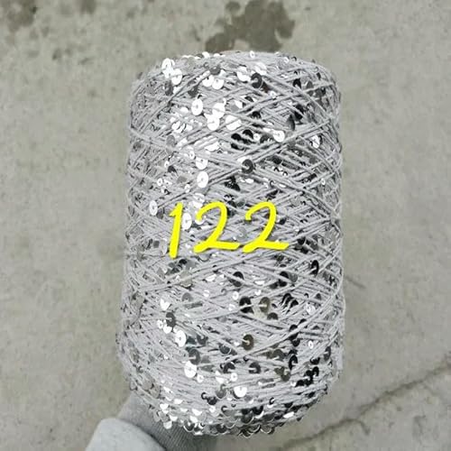 Pailletten-merzerisiertes Garn, Paillettengarn, 20 g, 99% Baumwolle, mehrfarbig, 6 mm – 3 mm, 58 Meter, for Handstricken(20g 122) von KXAOXGRC