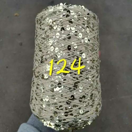Pailletten-merzerisiertes Garn, Paillettengarn, 20 g, 99% Baumwolle, mehrfarbig, 6 mm – 3 mm, 58 Meter, for Handstricken(20g 124) von KXAOXGRC