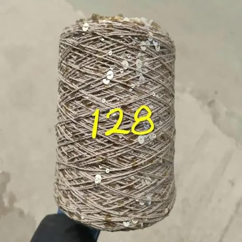Pailletten-merzerisiertes Garn, Paillettengarn, 20 g, 99% Baumwolle, mehrfarbig, 6 mm – 3 mm, 58 Meter, for Handstricken(20g 128) von KXAOXGRC