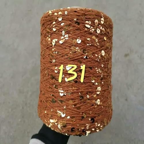 Pailletten-merzerisiertes Garn, Paillettengarn, 20 g, 99% Baumwolle, mehrfarbig, 6 mm – 3 mm, 58 Meter, for Handstricken(20g 131) von KXAOXGRC