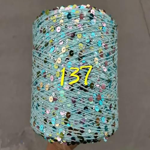 Pailletten-merzerisiertes Garn, Paillettengarn, 20 g, 99% Baumwolle, mehrfarbig, 6 mm – 3 mm, 58 Meter, for Handstricken(20g 137) von KXAOXGRC