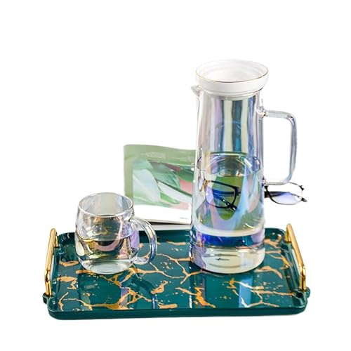 KXBGRUBXK Vergoldetes Eisen, Lange quadratische Platte, fünfteiliges Set, nordischer Wind, rechteckiges Tablett, Ornamente, Keramikfarbe, Küchenzubehör von KXBGRUBXK