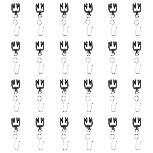 KXLIFE Schwarze Trägerrollen für flexible Deckenvorhangschiene, biegbare Vorhangschiene, Vorhangschiene, Vorhangschienenträgerhaken (24 Stück) von KXLIFE