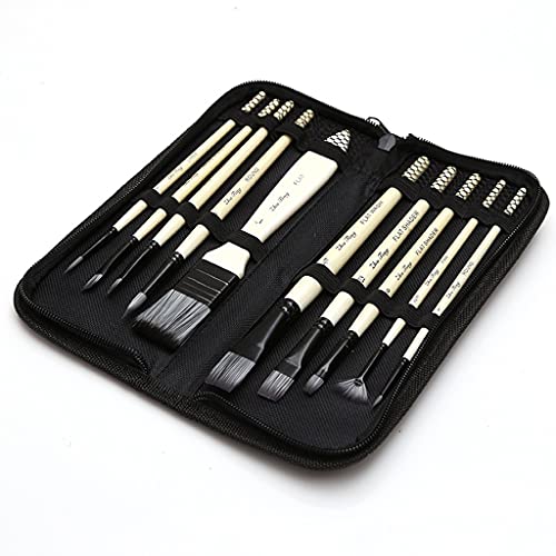 10 PCs Art Paint Pinselset umfasst das Tragenkoffer für Kinder, Künstler, Acryl, Öl, Aquarell und Gouache -Malerei (OneColor) von KXQYIKYI