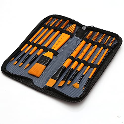10 PCs Art Paint Pinselset umfasst das Tragenkoffer für Kinder, Künstler, Acryl, Öl, Aquarell und Gouache -Malerei (OneColor) von KXQYIKYI