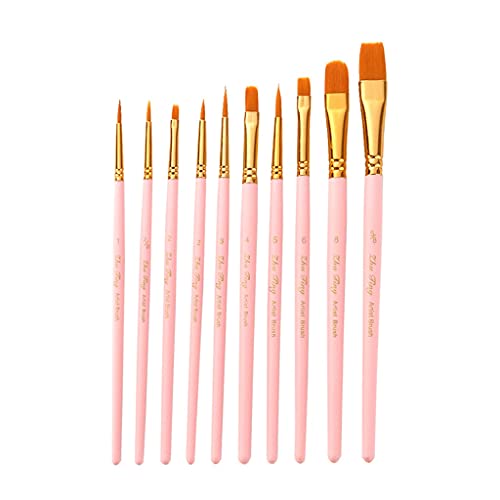10 Pack Paint Pinsel Set Holzgriff für Kunst Acryl Gouache Öl Aquarell -Künstler Leinwand Synthetische Nylon -Tipps (Grau) von KXQYIKYI