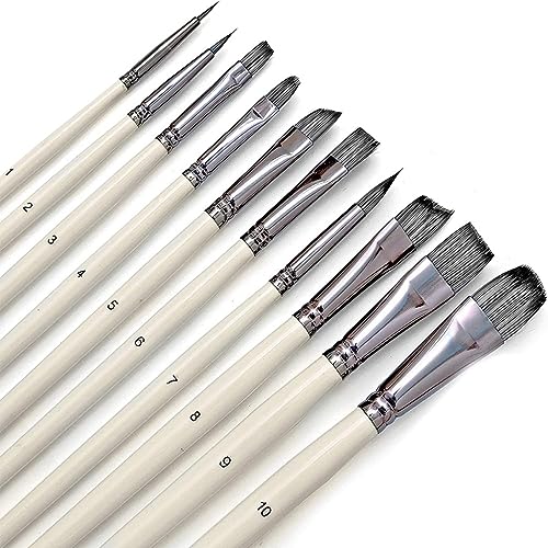 10pcs Artist Paint Pinsel Set Synthetic Nylon Tipps für Acrylöl Aquarell Gouache Body Rock Malerei Kit Kit 10pcs Artist Paint Pinsel Set Synthetic Nylon Tipps für Acrylöl Aquarell Gouache Body Rock Malerei Kit Kit von KXQYIKYI