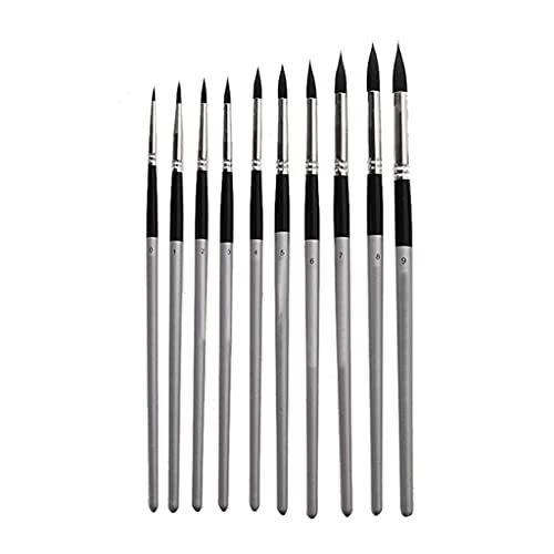 10pcs runder Pinselpinsel SPICTED Tup Wand Schwarze Hair Künstler Pinsel für Wasserfarbe Acryl Tinte Gouache Oiltemperaturfarbe 10pcs runder Pinselpinsel SPICTED Tup Wand Schwarze Hair Künstler Pinsel für Wasserfarbe Acryl Tinte Gouache Oiltemperaturfarbe von KXQYIKYI