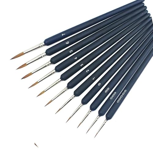 11 PCs Miniatur Hakenlinie Stiftkunst Detail Pinsel Set Haarmalerei Pinsel für Gouache Aquarellöl Öl 11 PCs Miniatur Hakenlinie Stiftkunst Detail Pinsel Set Haarmalerei Pinsel für Gouache Aquarellöl Öl von KXQYIKYI