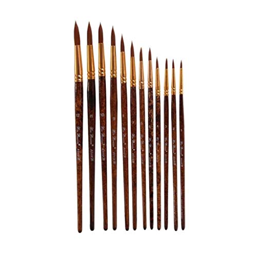 12 PCs/Set Nylon Hair Aquarell Pinsel Pinsel Verschiedene Form runder Tipps Gouache Painting Pinsel Set Art Supplies (spitz) von KXQYIKYI