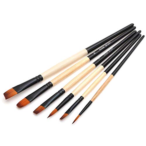 6pcs/Set Aquarell Gouache Pinsel Pinsel Verschiedene Form runde Spitze Spitze Nylon Haarmalerei Pinsel Set Art Supplies von KXQYIKYI
