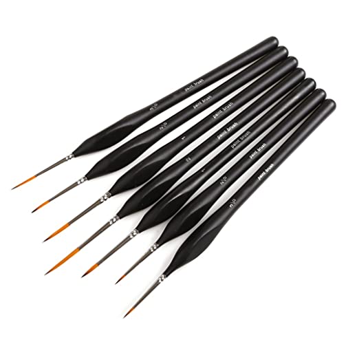 7pcs Miniatur Hakenlinie Stift Aquarell Pinsel Set zum Zeichnen von Gouache Ölmalerei Pinselkunstzubehör (D) von KXQYIKYI