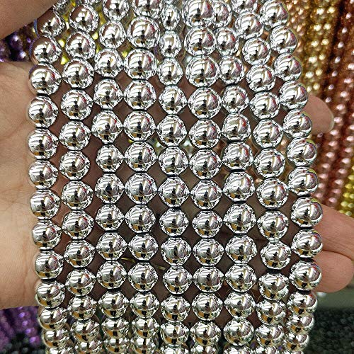 Häma-Perlen, lose Perlen, Naturstein, Farbbeschichtung, glatte runde Kugeln, für Damen, Schmuckherstellung, Armband, Halskette, Teile – voller Textur (Farbe: 3, Größe: 4 mm, ca. 90 Stück) von KXQYIKYI