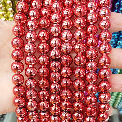 Häma-Perlen, lose Perlen, Naturstein, Farbbeschichtung, glatte runde Kugeln, für Damen, Schmuckherstellung, Armband, Halskette, Teile – voller Textur (Farbe: 9, Größe: 8 mm, ca. 43 Stück) von KXQYIKYI