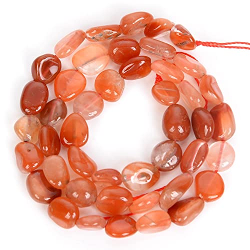 Heimdekoration, 5–8 mm, Naturstein, Rosenquarz, Obsidian, Jade, Achat, Turmalin, Splitter, Kiesperlen für Schmuckherstellung, Handarbeit, Armband, DIY, voller Textur (Farbe: Dunkelrot) von KXQYIKYI