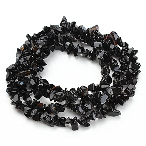 Heimdekoration, 5–8 mm, unregelmäßiger schwarzer Achat, perforierter Kies, DIY-Armband, Schmuckzubehör, 1 Stück halbfertige Perlen voller Textur von KXQYIKYI