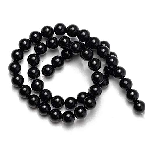 Heimdekoration, glatte schwarze Glasperlen, rund, Naturstein, lose Perlen, 4, 6, 8, 10, 12 mm, zum Selbermachen, Armband, Halskette, Schmuck, voller Textur (Farbe: Schwarz, Größe: 4 mm) von KXQYIKYI