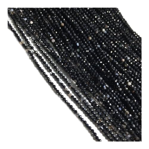 Heimdekorationsstein, Naturstein, facettierte, runde Achate, kleine Perlen, lose Abstandshalter, Perlen für Schmuckherstellung, DIY, Halskette, Armband, Zubehör, 2 x 3 mm, voller Textur (Farbe von KXQYIKYI