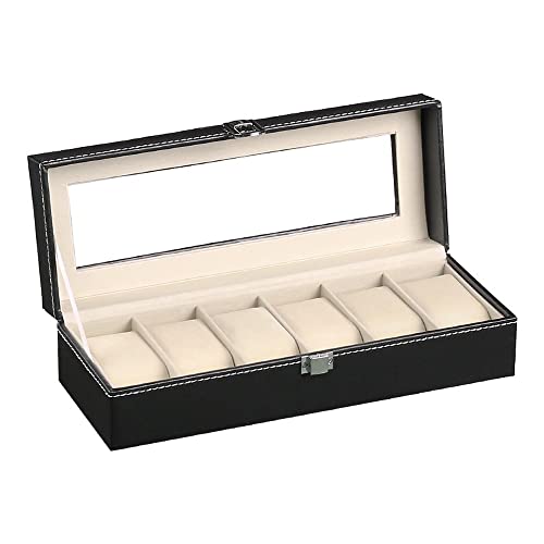 KXQYIKYI Uhrenbox aus Leder mit 6 Fächern, Aufbewahrungsbox für Quarzuhren, Schmuckkästchen KXQYIKYI Uhrenbox aus Leder mit 6 Fächern, Aufbewahrungsbox für Quarzuhren, Schmuckkästchen von KXQYIKYI
