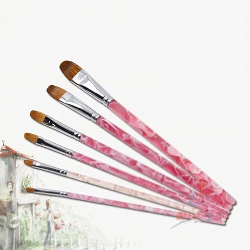 Kurzschuss-Pinsel-Set, braunes Haar, Aquarell, 6 Stück, Künstler-Ölfarbenpinsel (E) von KXQYIKYI