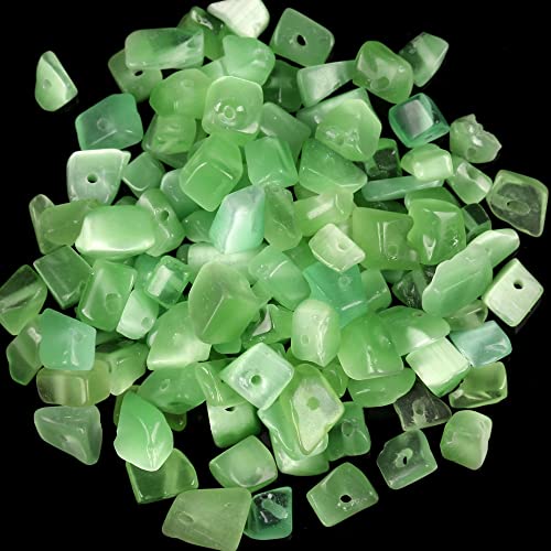 Natürliche grüne Katzenaugen-Kiesform, Opal, unregelmäßiger Stein zur Schmuckherstellung, 38,1 cm, für Armbänder, Halsketten, Dekoration, lose Perlen, 39 cm, Perlenstickerei voller Textur Natürliche grüne Katzenaugen-Kiesform, Opal, unregelmäßiger Stein zur Schmuckherstellung, 38,1 cm, für Armbänder, Halsketten, Dekoration, lose Perlen, 39 cm, Perlenstickerei voller Textur von KXQYIKYI
