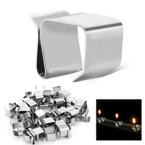 KXVXXV 50 Stück Dachrinnenhaken für Lichterketten, Edelstahl Mini Dachrinnenhalter, Weihnachtslicht Clips, Outdoor Lichterkette Befestigung von KXVXXV