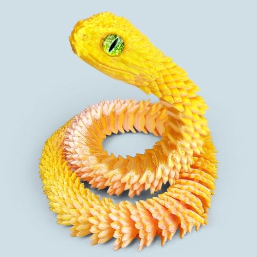 KXWDKJ 3D-gedruckte Schlange 3D-Schlange 60 cm für Zuhause, Büro, Chefschreibtisch, Dekoration (Laser Orange-Gold) von KXWDKJ