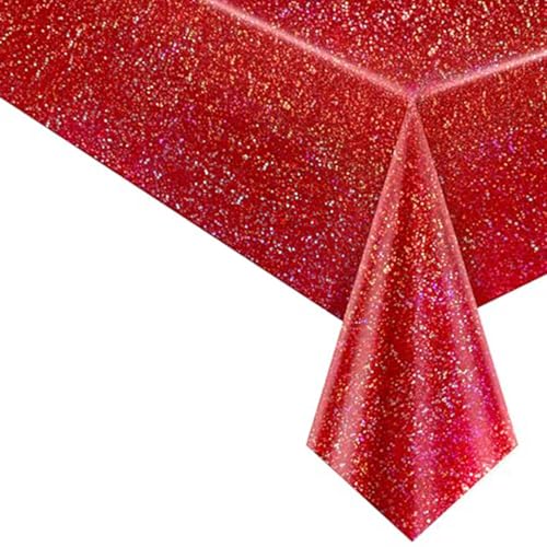 KXWDKJ Neon-Tischdecken für Partys, Geburtstagspartys, 137,2 x 274,3 cm, 10 Stück, für mehrere Personen, Party-Dekorationen (rot) von KXWDKJ
