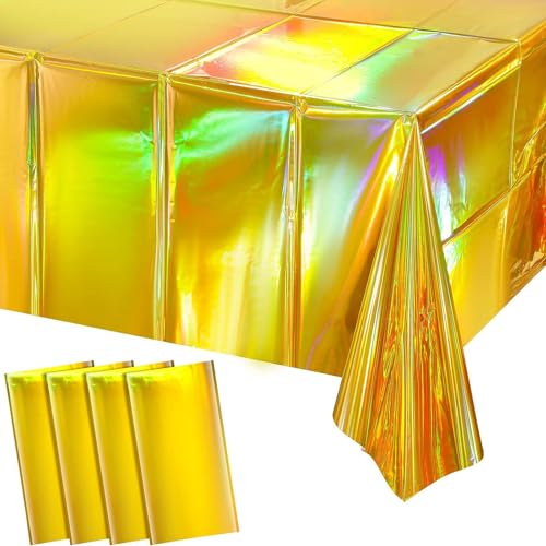 KXWDKJ Party-Tischdecke, Einweg-Tischdecke, 137,2 x 274,3 cm, für Partys, für Mädchen, Jungen, Geburtstag, Hochzeit, Party-Dekorationen, Goldfarben, 4 Stück KXWDKJ Party-Tischdecke, Einweg-Tischdecke, 137,2 x 274,3 cm, für Partys, für Mädchen, Jungen, Geburtstag, Hochzeit, Party-Dekorationen, Goldfarben, 4 Stück von KXWDKJ