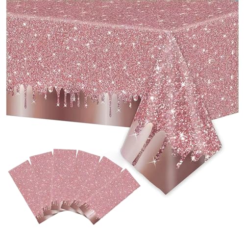 KXWDKJ Party-Tischdecke, rotgoldene Tischdecke für Partys für Mädchen, Jungen, Geburtstag, Hochzeit, Party-Dekorationen (6 Stück, 137,2 x 274,3 cm) von KXWDKJ
