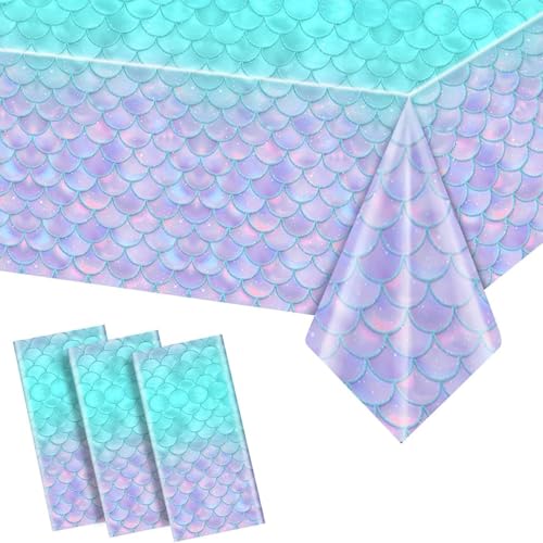 KXWDKJ Party-Tischdecke, schmutzabweisend, Ozean-Stil, 137,2 x 274,3 cm, für Geburtstage, Hochzeiten, Partys, Dekorationen, 3 Stück von KXWDKJ