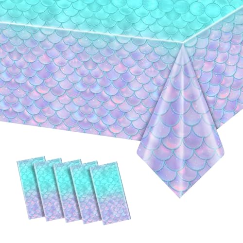 KXWDKJ Party-Tischdecke, schmutzabweisend, Ozean-Stil, 137,2 x 274,3 cm, für Geburtstage, Hochzeiten, Partys, Dekorationen, 5 Stück von KXWDKJ