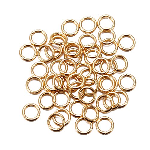 30 Stück vergoldete Edelstahl-Binderinge für DIY-Schmuckherstellung (5 mm x 0,8 mm) von KY Jewelry