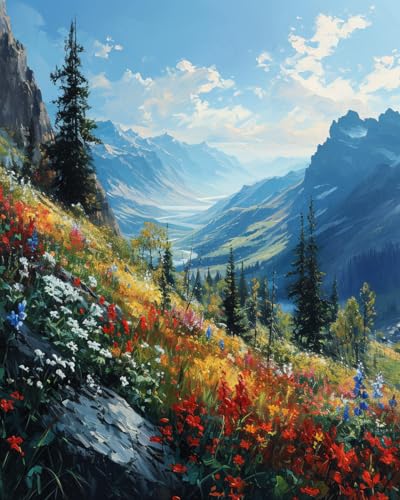 Kreuzstich-Stickset, strahlender Sonnenaufgang über Berge, Kreuz-Sets für Erwachsene, einfach gezählte Kreuz-Sets für Anfänger, 40,6 x 50,8 cm von KY-link