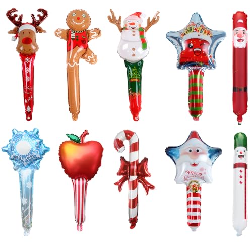10 Stück Weihnachtsballons, aufblasbares Weihnachtsdekorationsset, Folien-Partyballons für Weihnachtsbaumschmuck, 60 cm, Aluminiumfolienballon für Feiertage, Familienfeiern 10 Stück Weihnachtsballons, aufblasbares Weihnachtsdekorationsset, Folien-Partyballons für Weihnachtsbaumschmuck, 60 cm, Aluminiumfolienballon für Feiertage, Familienfeiern von KYEDGC