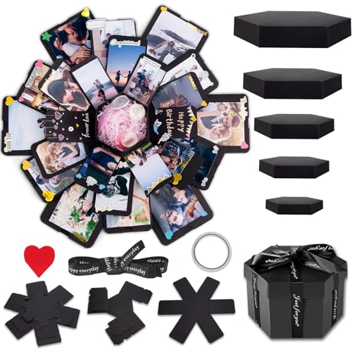 Explosion Box, Explosion Geschenkbox mit 6 Gesichtern, Überraschung DIY Fotobox Geschenk Scrapbook Faltbare Geschenkbox Handgemachtes Gedenkalbum für Hochzeit Geburtstag Valentinstag Jahrestag Explosion Box, Explosion Geschenkbox mit 6 Gesichtern, Überraschung DIY Fotobox Geschenk Scrapbook Faltbare Geschenkbox Handgemachtes Gedenkalbum für Hochzeit Geburtstag Valentinstag Jahrestag von KYEDGC