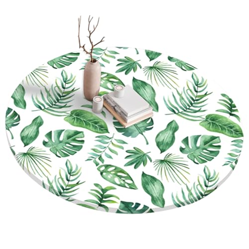 Runde angepasste Tischdecke mit elastischer 55 -Zoll -Wasserdichte Abdeckung Exquisites Blätter Muster grüne Tischdecke für Hausgarten Esszimmer Runde angepasste Tischdecke mit elastischer 55 -Zoll -Wasserdichte Abdeckung Exquisites Blätter Muster grüne Tischdecke für Hausgarten Esszimmer von KYEQATY